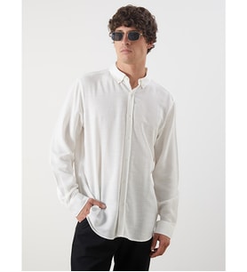 LCW Vision Beyaz Slim Fit Uzun Kollu Armürlü Erkek Gömlek