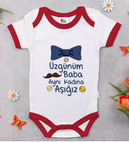 BK Kids Aynı Kadına Aşığız Tasarımlı Kırmızı Bebek Body Zıbın-1
