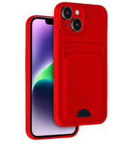 iPhone 14 Kılıf Kelvin Kartvizitli Silikon - Kırmızı