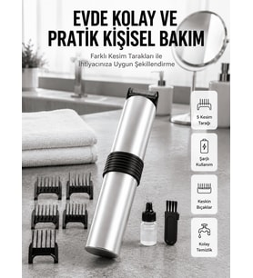 Yeni Nesil Profesyonel Şarjlı Saç Sakal Tıraş Makinesi Ayarlanabilir 4 Taraklı