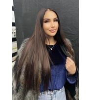 Caş Dekorasyon Isıya Dayanıklı Yarım Ay Saç Çıt Çıt-Düz-Koyu Kestane-60 cm-110Gr (4#)