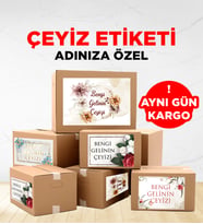 12 Adet Kişiye Özel Gelin Çeyiz Kolisi Etiketi A5