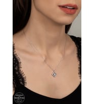 SWAROVSKİ CRYSTAL TEK TAŞ  925 AYAR GÜMÜŞ KOLYE