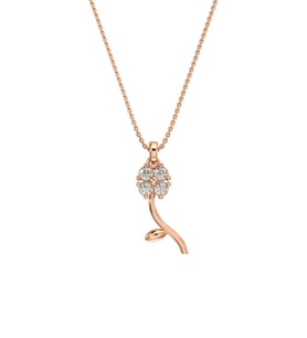 Zirkon Taşlı Rose Minimal Yonca Gümüş Kolye
