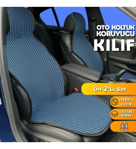 Audi A7 Uyumlu Koltuk Kılıfı Minder Çizgili Siyah Mavi 2+1 Ön Arka Set