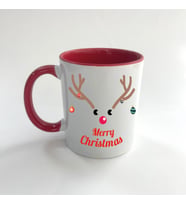 Merry Christmas Geyik Baskılı Kırmızı Mega Yılbaşı Kupası