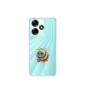 Infinix Hot 30 ile Uyumlu Splash Arı Tasarımlı Şeffaf Silikon Kılıf