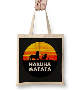 Hakuna Matata 02 Bez Çanta Uzun Saplı