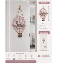 BALON Temalı İsme Özel Ahşap Çocuk Odası Kapı Süsü - Lazer Kesim 3D Katmanlı Bebek Oda Levhası & Doğum Hediyesi Bebek Ve Çocuk Oda Levhası 43x21 cm