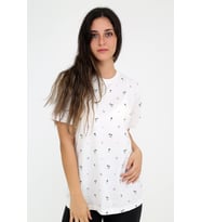 Rubadi Palmiye Desenli Oversize T-Shirt (Beyaz)