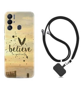 Tecno Pova Neo Kılıf Resimli Boyun Askılı İpli Desenli Silikon Belive in Yourself 1316
