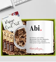 Abi Temalı Kişiye Özel İsimli Kupa Bardak Kahve Hediye Seti