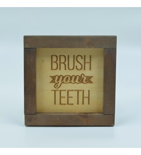 Ahşap Brush Your Teeth Pano 19cm x 19cm Tamamen Doğal Ahşap