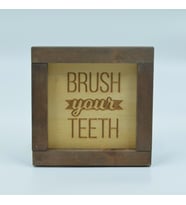 Ahşap Brush Your Teeth Pano 19cm x 19cm Tamamen Doğal Ahşap