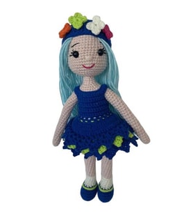 Mavi Can Çiçeği Bebek Amigurumi Organik Oyuncak