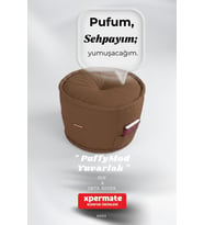 Dekoratif Yuvarlak Puf Orta Sehpa Puf 60x42 Cm Puffymod (Kahverengi)