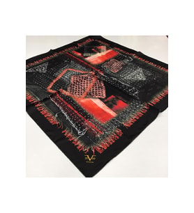Ethnic Desen Black Seri Twill Eşarp Eşarp Askısı ile Birlikte 90x90 cm Siyah Kır