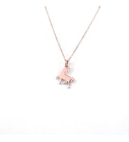 Kişiye Özel 925 Ayar Gümüş Tasarım Unicorn Tek Boynuzlu At Kolye (Rose)
