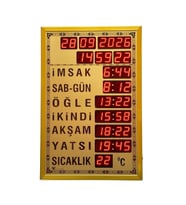 Dijital Cami Saati 40x60 Cm Tam Gold Kumandalı