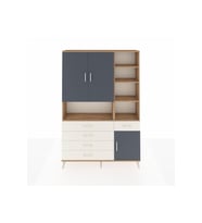 Arges Dolap 8 Raflı 5 Çekmeceli 3 Kapaklı 132x30x195 Çam-Antrasit/Aytaşı