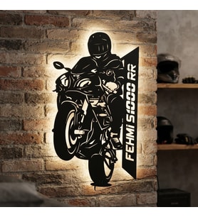 Kişiye veya Fotoğrafa Özel Led Işıklı Ahşap Hediyelik Motosiklet Tabloları, Dekor