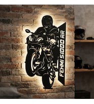 Kişiye veya Fotoğrafa Özel Led Işıklı Ahşap Hediyelik Motosiklet Tabloları, Dekor