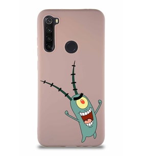 Xiaomi Redmi Note 8 Soft Premier Kapak Plankton Tasarımlı Silikon Kılıf - Pudra (Şeffaf)