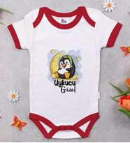 BK Kids Uykucu Güzel Tasarımlı Kırmızı Bebek Body Zıbın-1