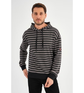 ALEXANDERGARDI ÇİZGİLİ KAPÜŞONLU SWEATSHIRT (UNX-00242) (Kahverengi)