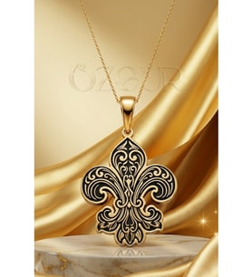 925 Ayar Gümüş Fleur De Lis Zambak Kolye