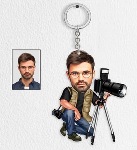 Kişiye Özel Fotoğrafçı Tasarımlı Karikatür Anahtarlık 2