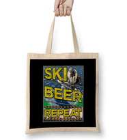 Funny Ski Beer Repeat Skiing & Drinking Skiers Bez Çanta Uzun Saplı