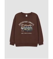 LCW Kids Kahverengi Baskılı Erkek Çocuk Kalın Sweatshirt