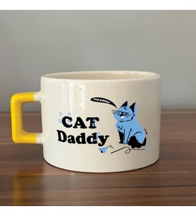 Cat Daddy Baskılı Sarı Kulplu C Fincan