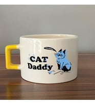 Cat Daddy Baskılı Sarı Kulplu C Fincan