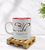 BK Gift Kişiye Özel Mânâ Abi Tasarımlı İçi Kırmızı Renkli Kupa Bardak Model 1