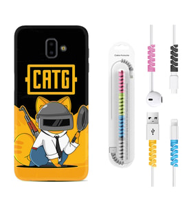 Samsung J6 Plus J7 Prime J7 Pro M20 Kılıf Kablo Koruma Spiral Silikon Cat G 1677