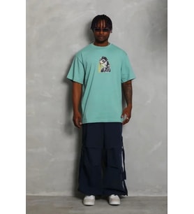 pilelistore- Erkek Baskılı T-Shirt Kısa Kol Bisiklet Yaka Regular Fit Rahat Kalıp Günlük Tişört - Mi (Mint Yeşili)