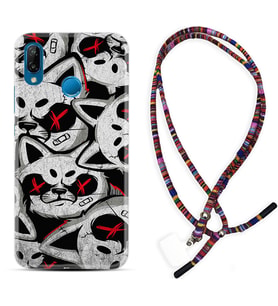 Huawei P20 Lite Mate 10 20 Lite Pro P40 Lite KılıfBoyun Asklı Rasta Silikon Kızgın Kediler 1781