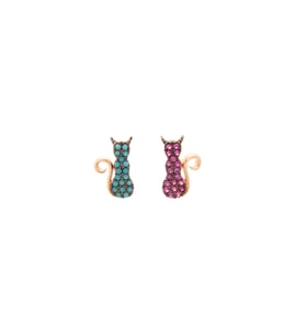 KEDİLİ ZİRKON TAŞLI 925 AYAR GÜMÜŞ ROSE KADIN KÜPE