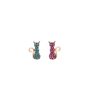 KEDİLİ ZİRKON TAŞLI 925 AYAR GÜMÜŞ ROSE KADIN KÜPE
