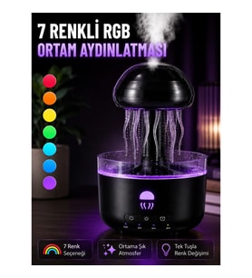 Mey İthalat® Dekoratif Denizanası Efektli Hava Nemlendirici RGB Gece Lambalı Ultrasonik Buhar Cihazı