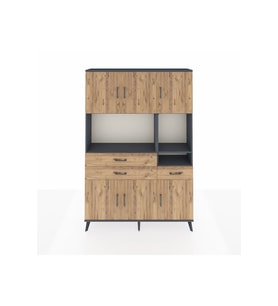 Arges Gardrop 9 Raflı 3 Çekmeceli 6 Kapaklı 132x30x195 Antrasit-Çam