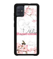 Samsung A51 Uyumlu Mermerli Sakura Tasarımlı Glossy Telefon Kılıfı