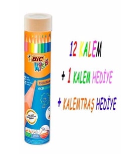 Kids Evolution Kuru Boya Kalemi 12+1 Metal Tüpte Kuruboya Bic Kids 12 Renk + 1 Beyaz Renk + Kalemtraş Kuru Boya Seti Metal Tüp (Karışık)
