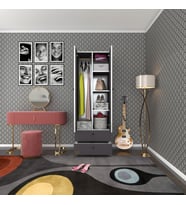 Kenzlife gardırop 2 kapılı kapaklı 2 çekmeceli nilüfer gri 173*60*42 gardolap dolap ofis (Karışık)