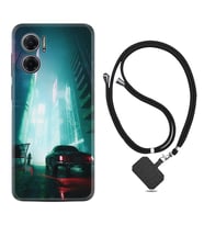 Xiaomi Redmi Note 11E Kılıf Silikon Boyun Askılı İpli Desenli Silikon Night Cars 1619