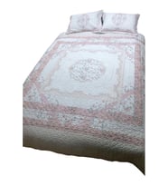 Brillant Lüks Nubuk Çift Kişilik Yatak Örtüsü-Flower Pembe