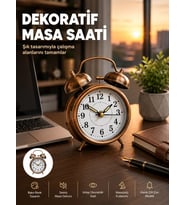 Retro Tarz Bronz Dekoratif Masa Saati Metal Gövde Yüksek Sesli Alarm