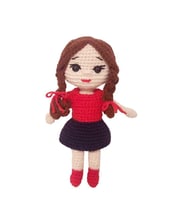 Kırmızı Lacivert Nazlı Bebek Amigurumi Organik Anahtarlık Oyuncak